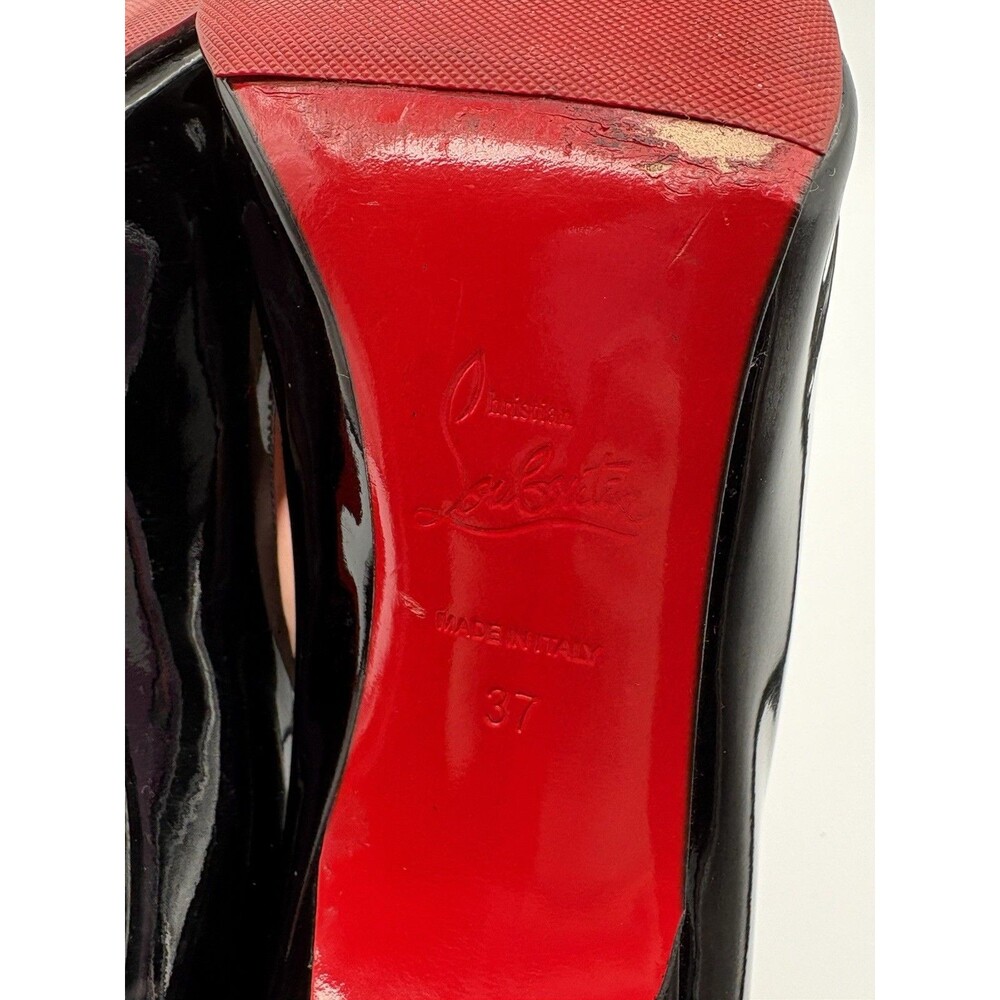 Christian Louboutin Kate 100mm Black Patent Leather Stiletto Pumps Sz EU 38 - Picture 10 of 11